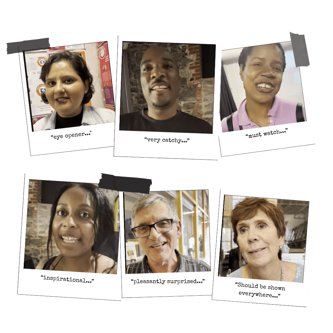 Group of diverse people sharing positive expressions and quotes.